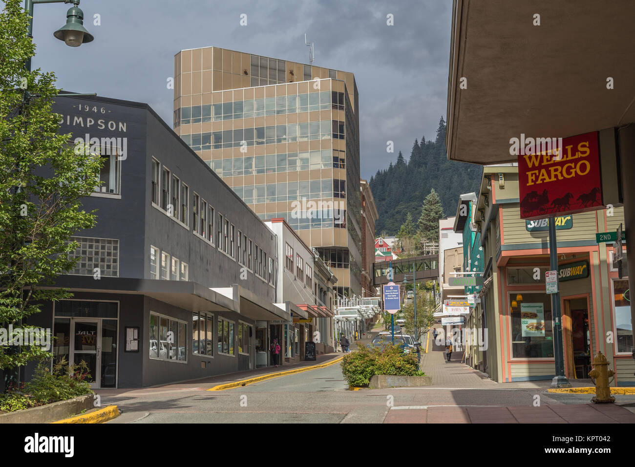 Seward Street preso dalla seconda strada di Juneau, la città capitale di Alaska, STATI UNITI D'AMERICA Foto Stock