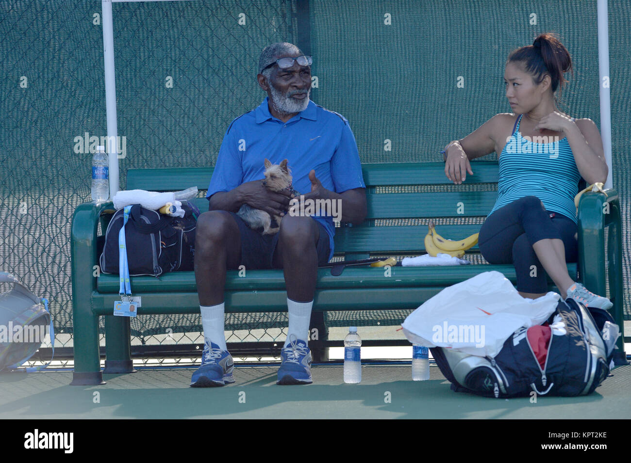 KEY BISCAYNE, FL - MARZO 25: Roger Federer durante il giorno 9 del Sony Open al Crandon Park Tennis Center il 25 marzo 2014 in Key Biscayne, Florida Persone: Richard Williams Foto Stock