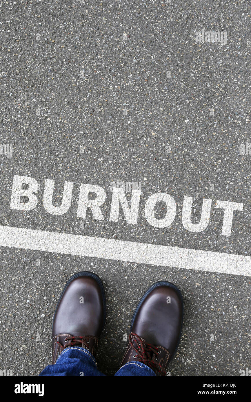 Burnout krank Krankheit im Stress Lavoro Business Konzept Erschöpfung Foto Stock