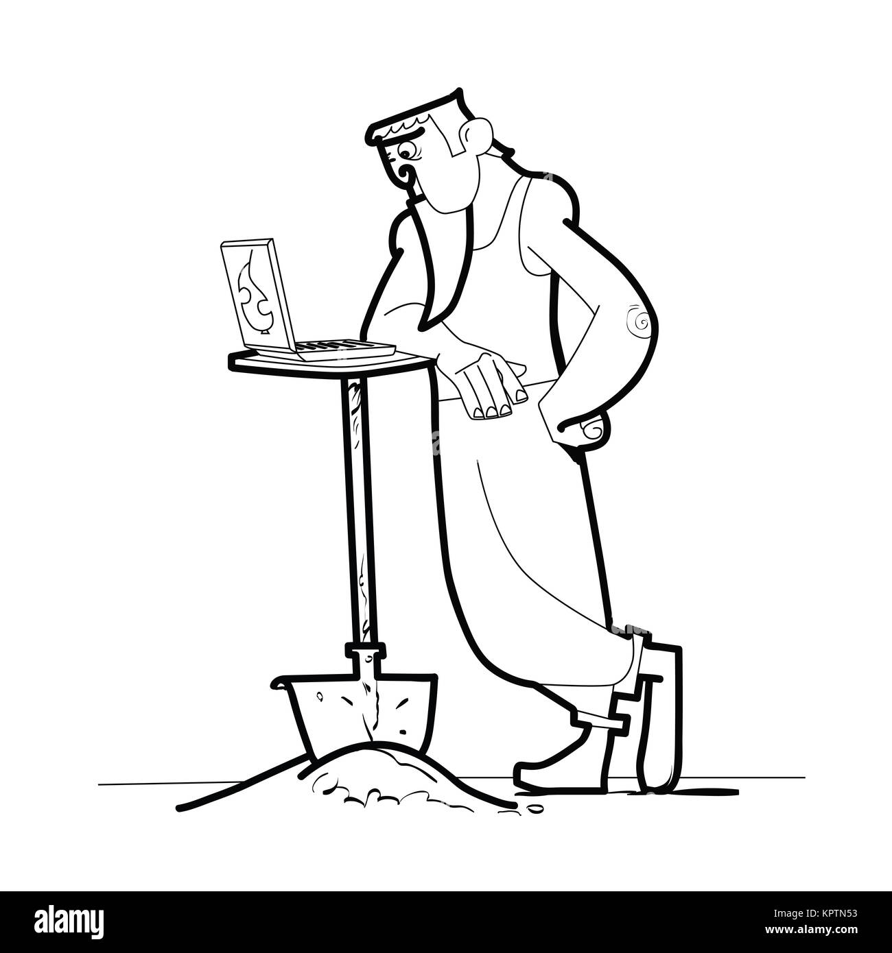 Computer di lavoro uomo pala Foto Stock