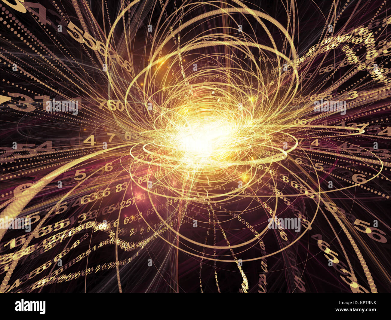 Sentieri di serie la tecnologia. Visivamente attraente cornice fatta di sentieri delle particelle, la luce e la scienza gli elementi correlati in uno spazio tridimensionale adatto come elemento per i formati su tecnologie moderne Foto Stock