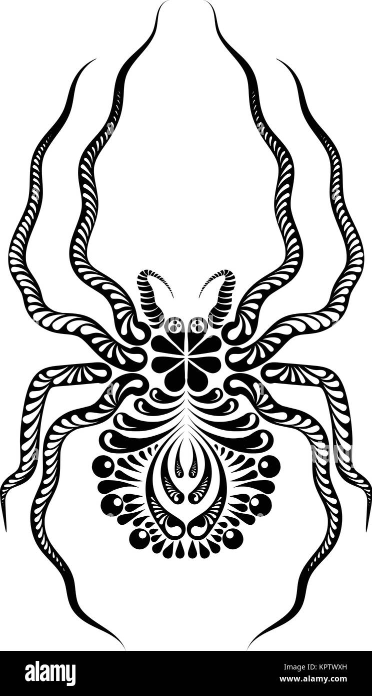 Elegante Spider Tattoo Illustrazione Vettoriale