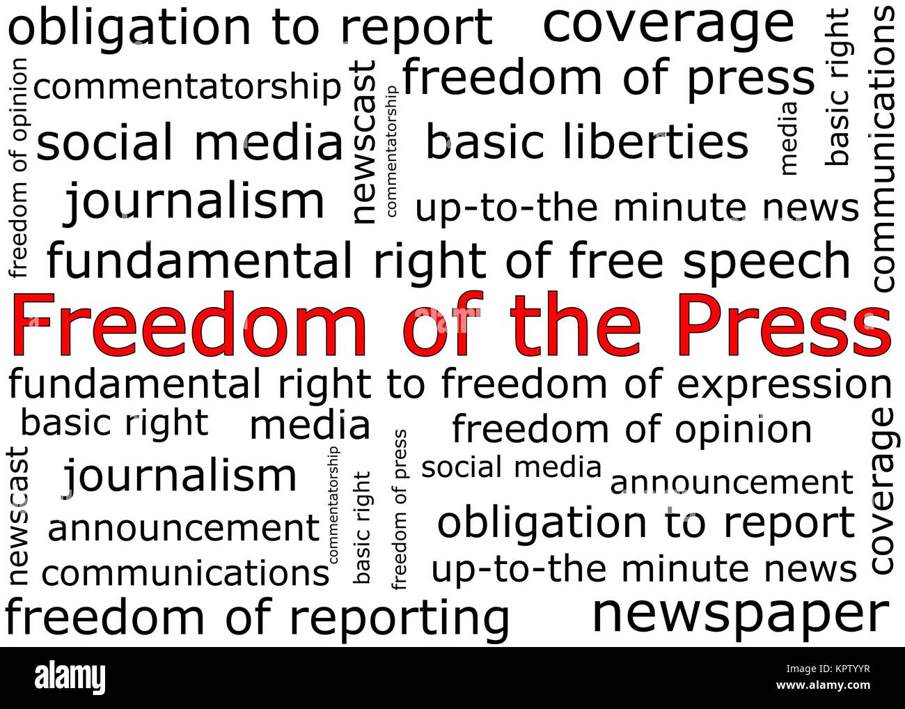 La libertà di stampa wordcloud Foto Stock