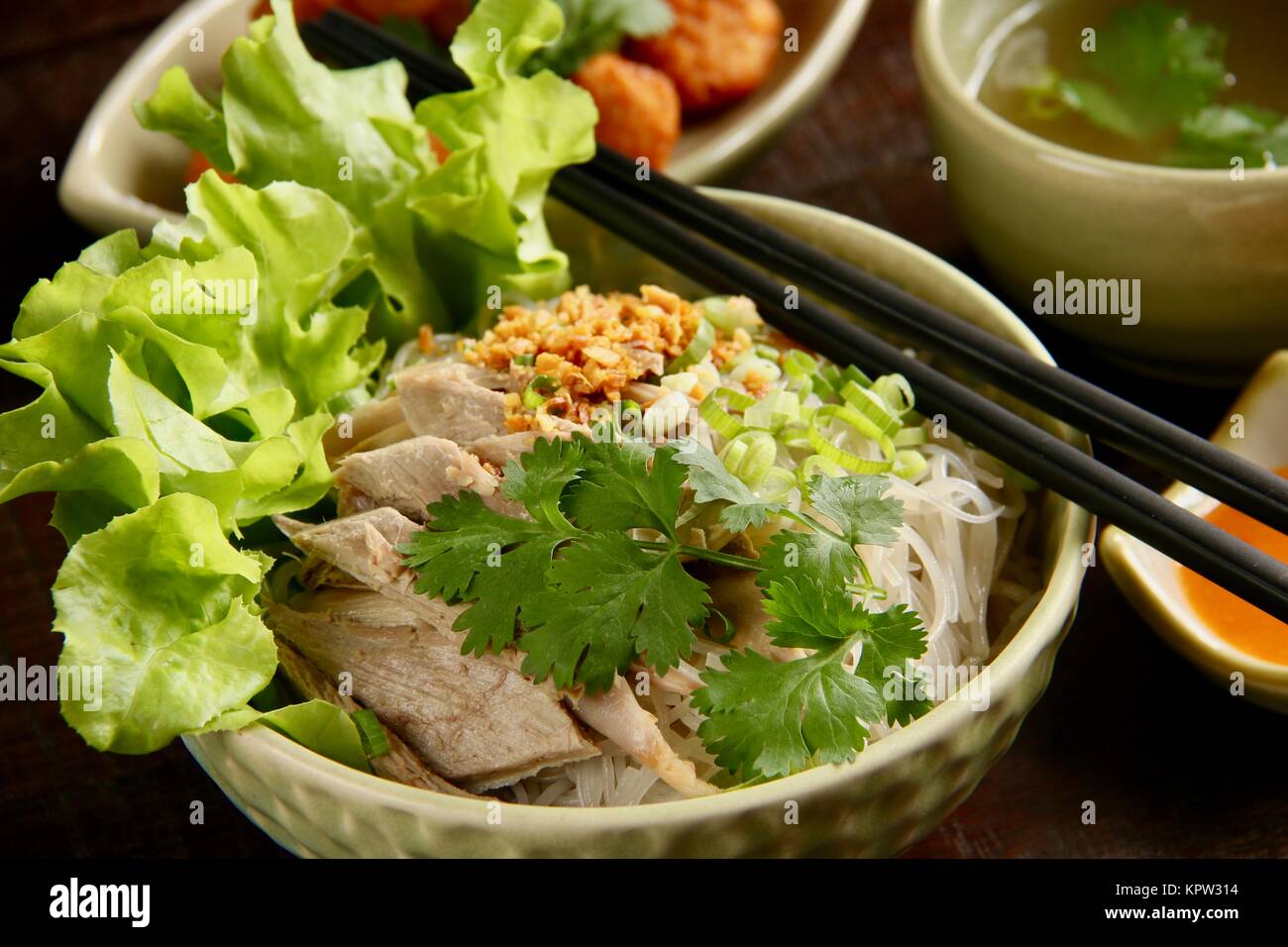 Bihun Bebek, un Peranakan cinese piatto di riso tagliatelle zuppa con carne di anatra Foto Stock