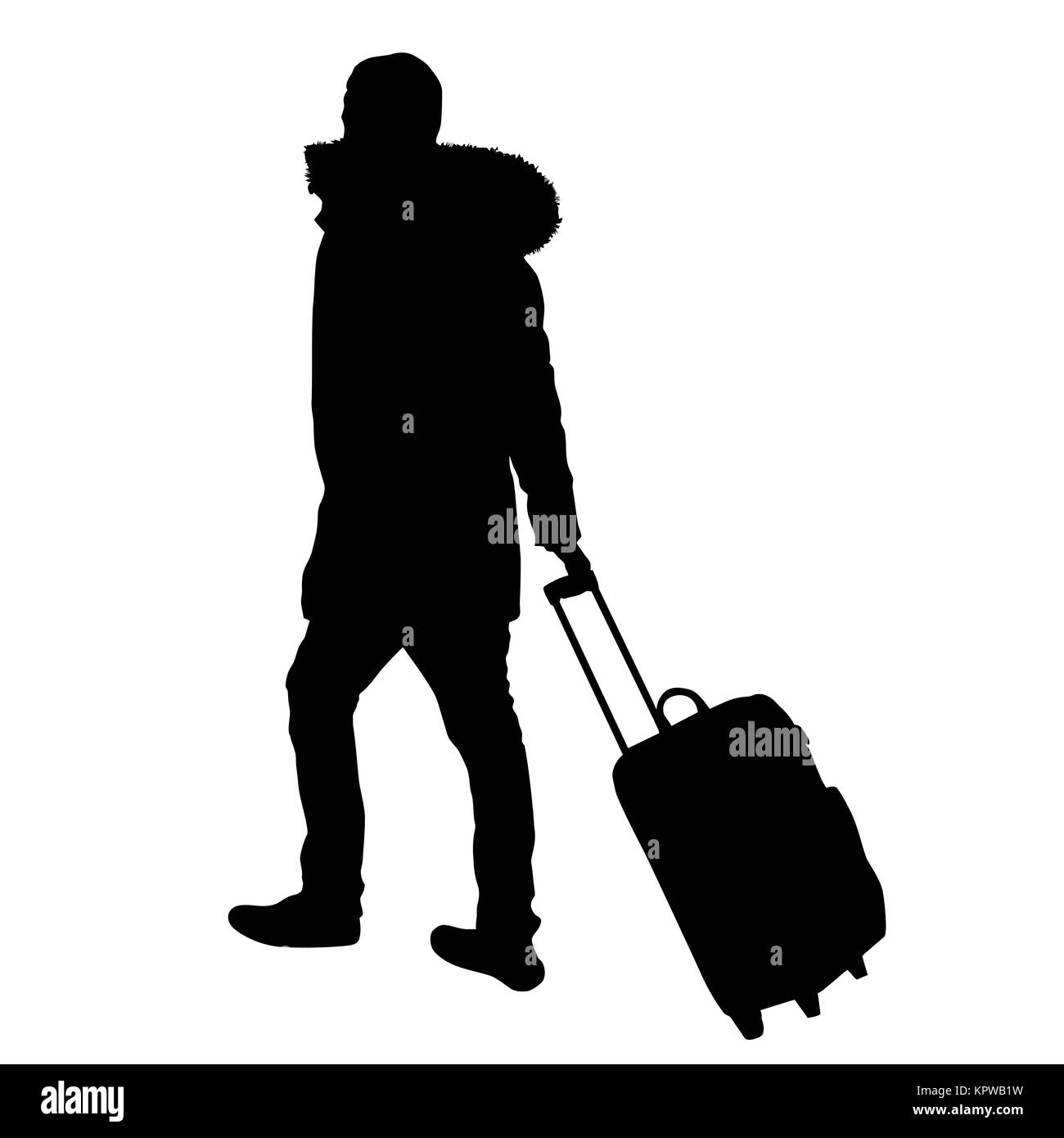Silhouette di viaggiatori con carrello su sfondo bianco, illustrazione vettoriale Illustrazione Vettoriale Silhouette di viaggiatori con carrello su sfondo bianco, illustrazione vettoriale Illustrazione Vettoriale