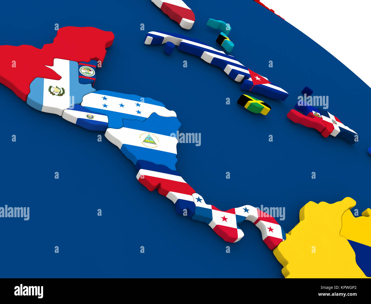 America centrale sul globo terrestre con bandiere Foto stock - Alamy