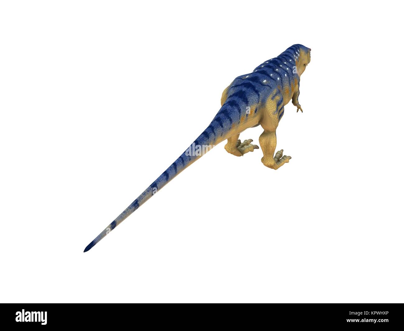 3D render di un dinosauro dentro un palcoscenico bianco Foto Stock