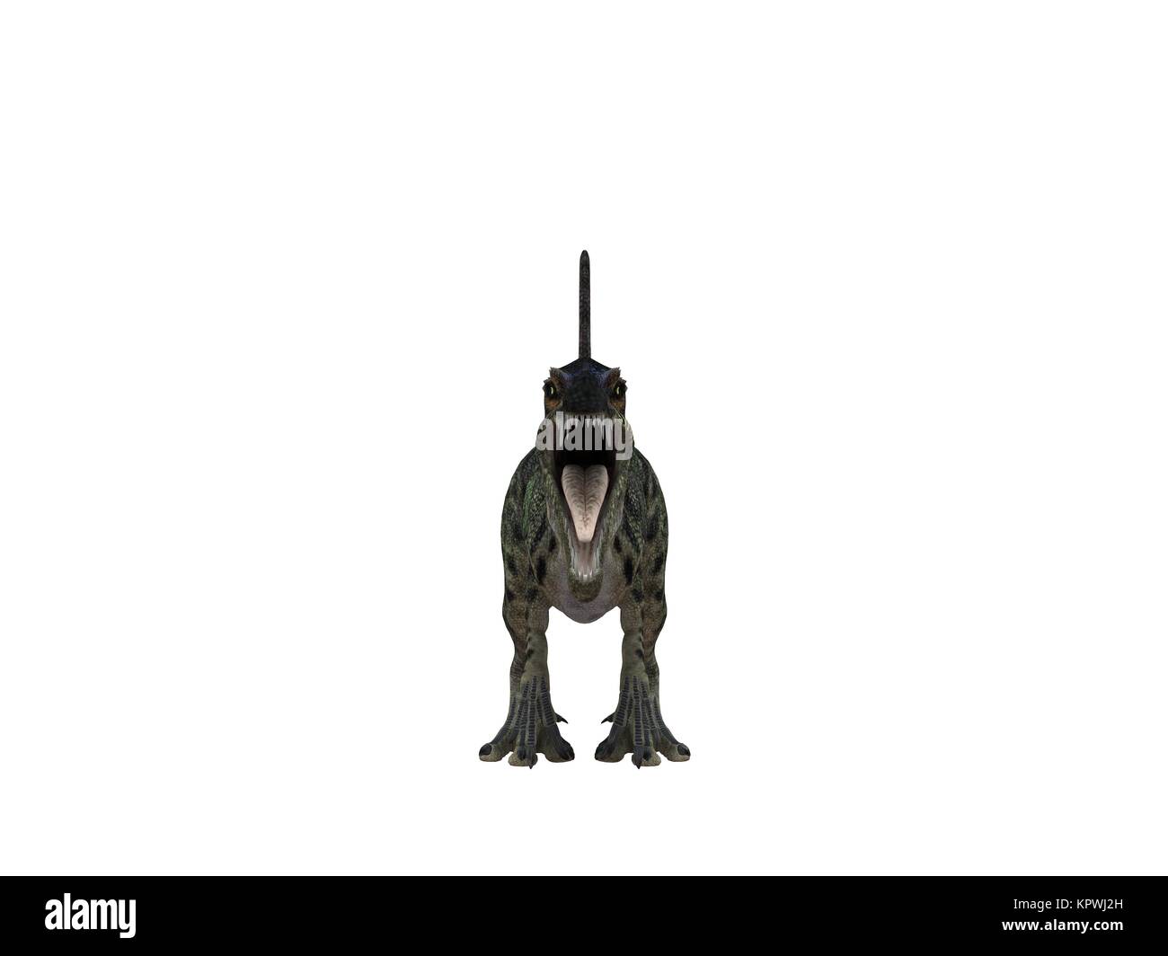 3D render di un dinosauro dentro un palcoscenico bianco Foto Stock