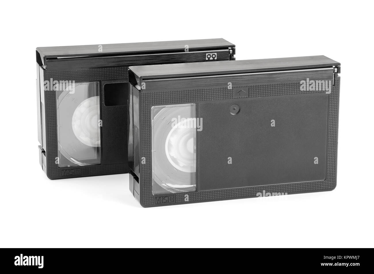 VHS-C videocassette isolato su sfondo bianco con tracciato di ritaglio Foto Stock