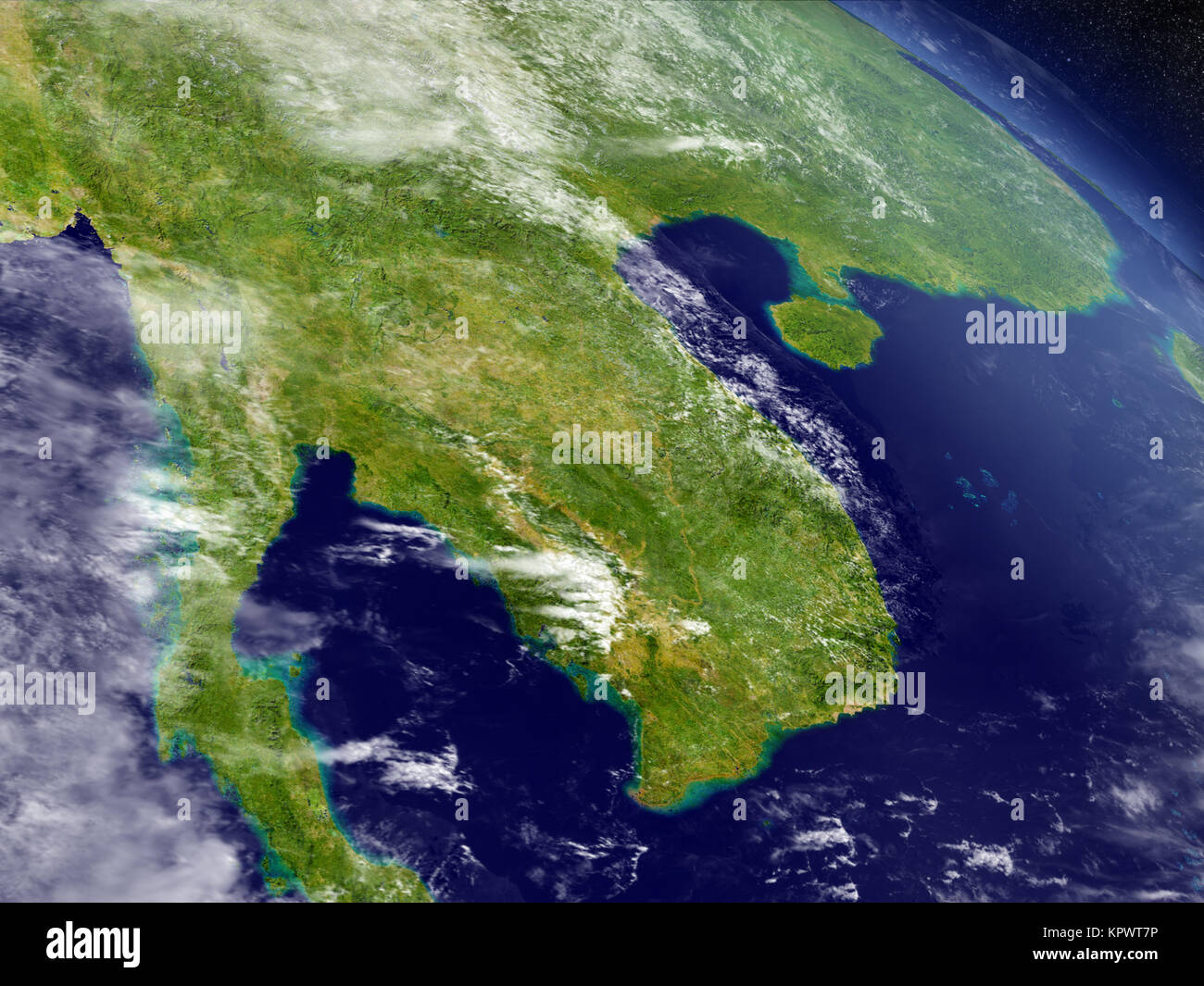 Il Laos e la Cambogia dallo spazio Foto Stock