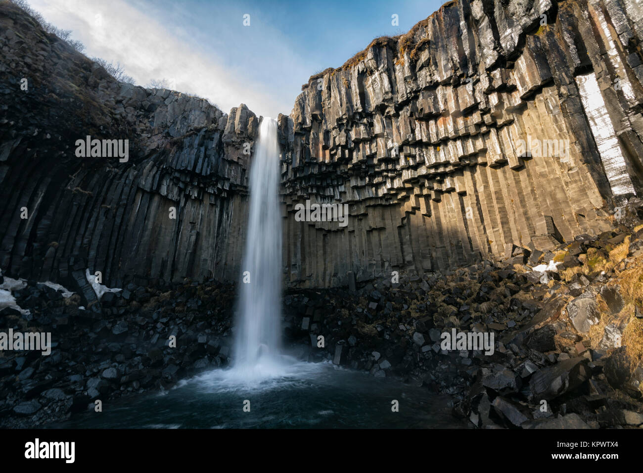 Svartifoss cascata nel sud dell'Islanda Foto Stock