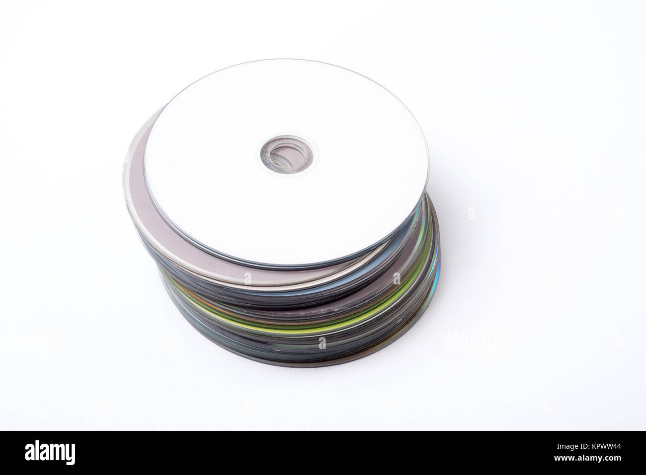 Compact disc in una pila Foto Stock