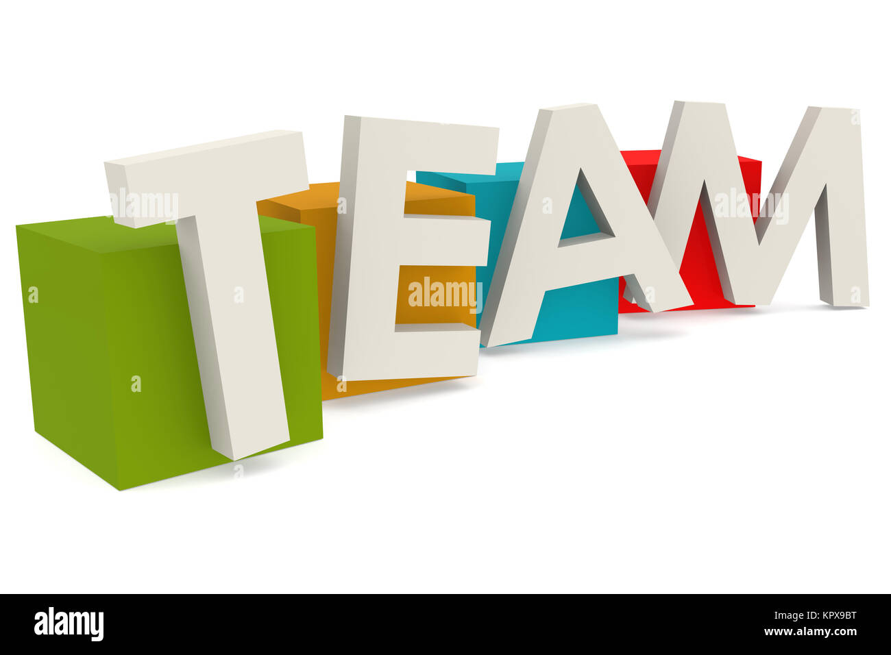 Cubo colorato con il team di word Foto Stock