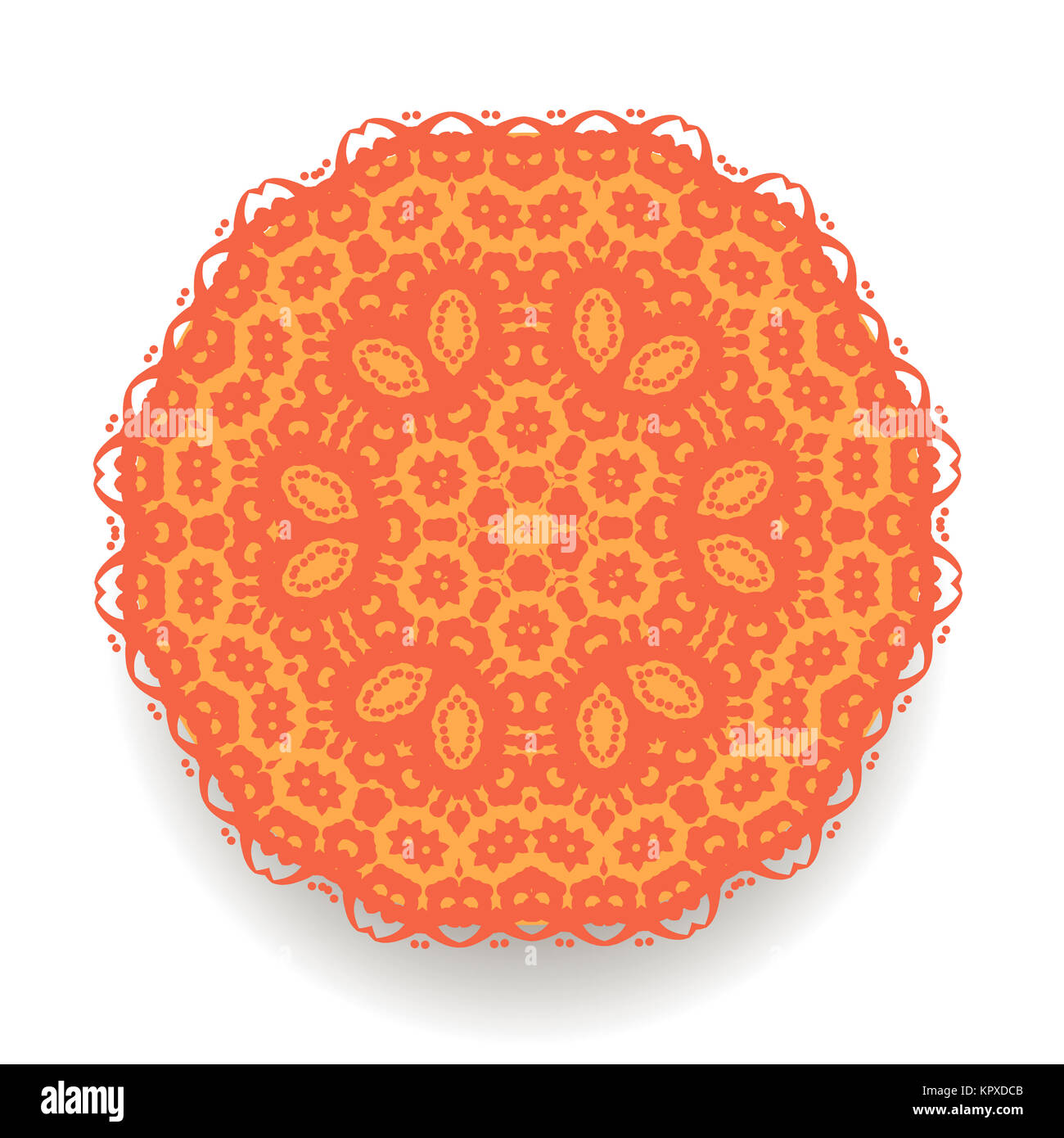 Orange Mandala isolato. Ornamento rotondo Foto Stock