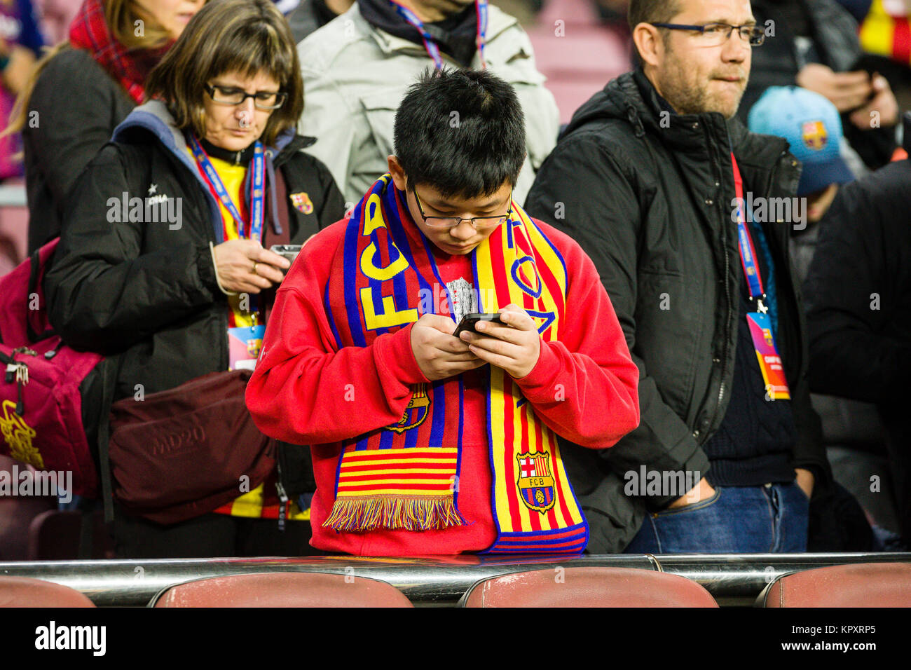 Barcellona, Spagna. Xvii Dec, 2017. Spagna - XVII di dicembre: FC Barcelona ventola durante la partita tra FC Barcelona contro Deportivo Coruna, per il round 16 del Liga Santander, giocato al Camp Nou Stadium il 17 dicembre 2017 a Barcellona, Spagna. (Credit: GTO/Urbanandsport/Gtres Online) Credito: Gtres Información más Comuniación on line, S.L./Alamy Live News Foto Stock