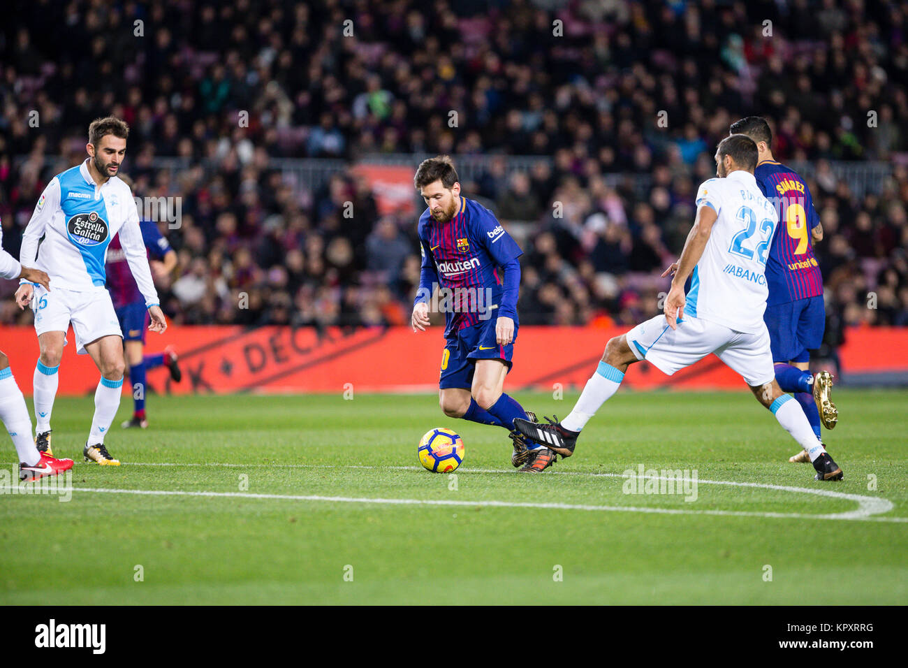 Barcellona, Spagna. Xvii Dec, 2017. Spagna - XVII di dicembre: Barcellona avanti Lionel Messi (10) durante la partita tra FC Barcelona contro Deportivo Coruna, per il round 16 del Liga Santander, giocato al Camp Nou Stadium il 17 dicembre 2017 a Barcellona, Spagna. (Credit: GTO/Urbanandsport/Gtres Online) Credito: Gtres Información más Comuniación on line, S.L./Alamy Live News Foto Stock