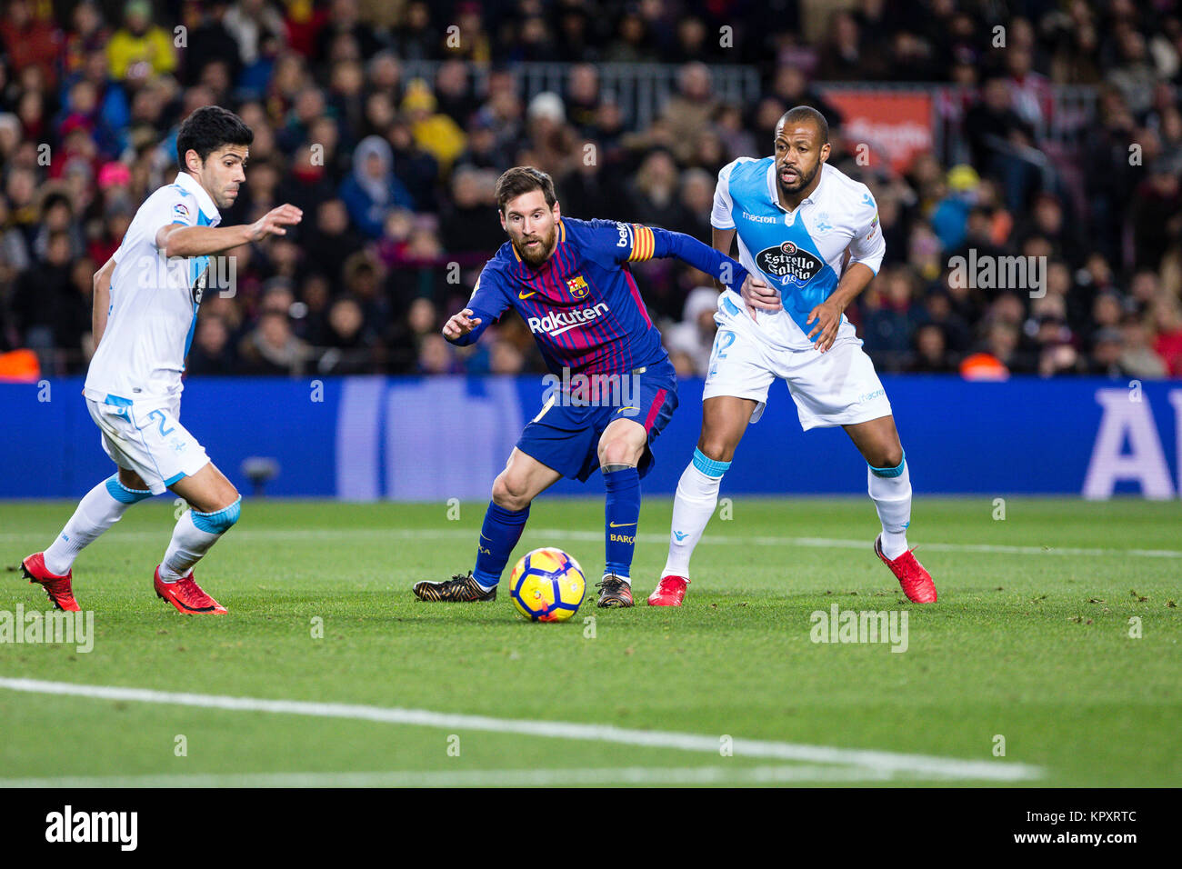 Barcellona, Spagna. Xvii Dec, 2017. Spagna - XVII di dicembre: Barcellona avanti Lionel Messi (10) durante la partita tra FC Barcelona contro Deportivo Coruna, per il round 16 del Liga Santander, giocato al Camp Nou Stadium il 17 dicembre 2017 a Barcellona, Spagna. (Credit: GTO/Urbanandsport/Gtres Online) Credito: Gtres Información más Comuniación on line, S.L./Alamy Live News Foto Stock