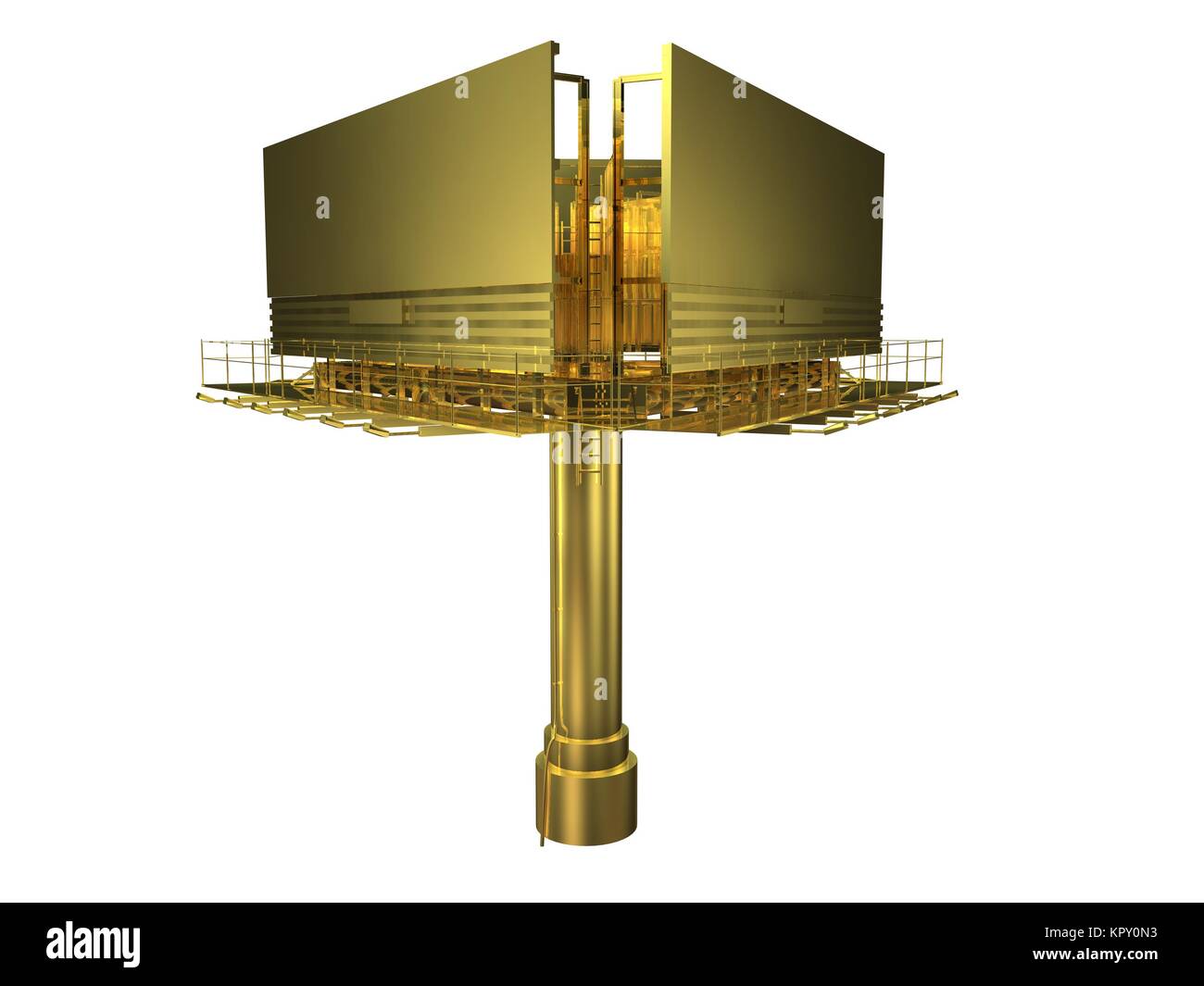 Golden oggetto 3d isolato su bianco Foto Stock