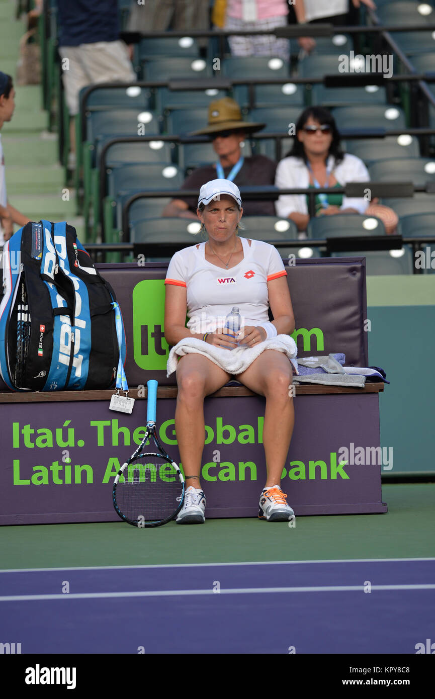 KEY BISCAYNE, FL - MARZO 21: Romina via Oprandi al Sony Open Tennis a Crandon Park Tennis Center su Marzo 21, 2014 in Key Biscayne, Florida Persone: Romina via Oprandi Foto Stock