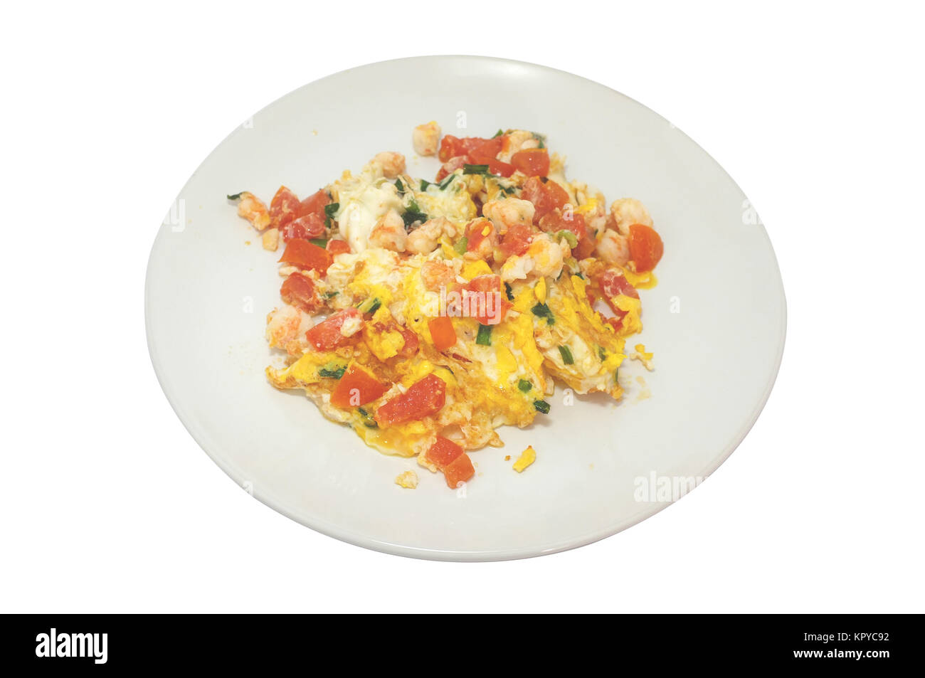 Frittata con gamberetti e pomodoro Foto Stock