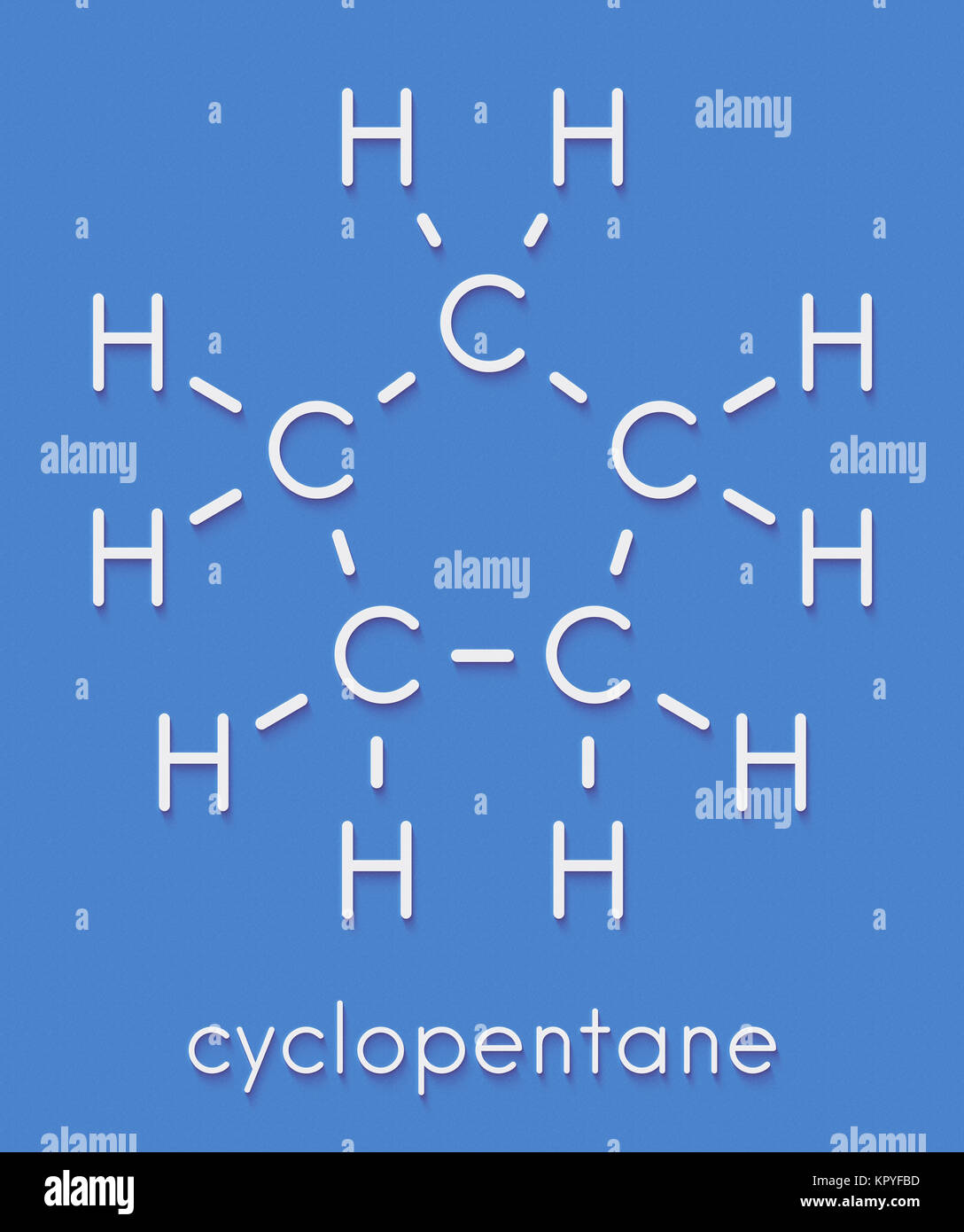 Ciclopentano cicloalcano molecola. Utilizzato in frigoriferi e congelatori  e per molti altri scopi. Formula di scheletro Foto stock - Alamy