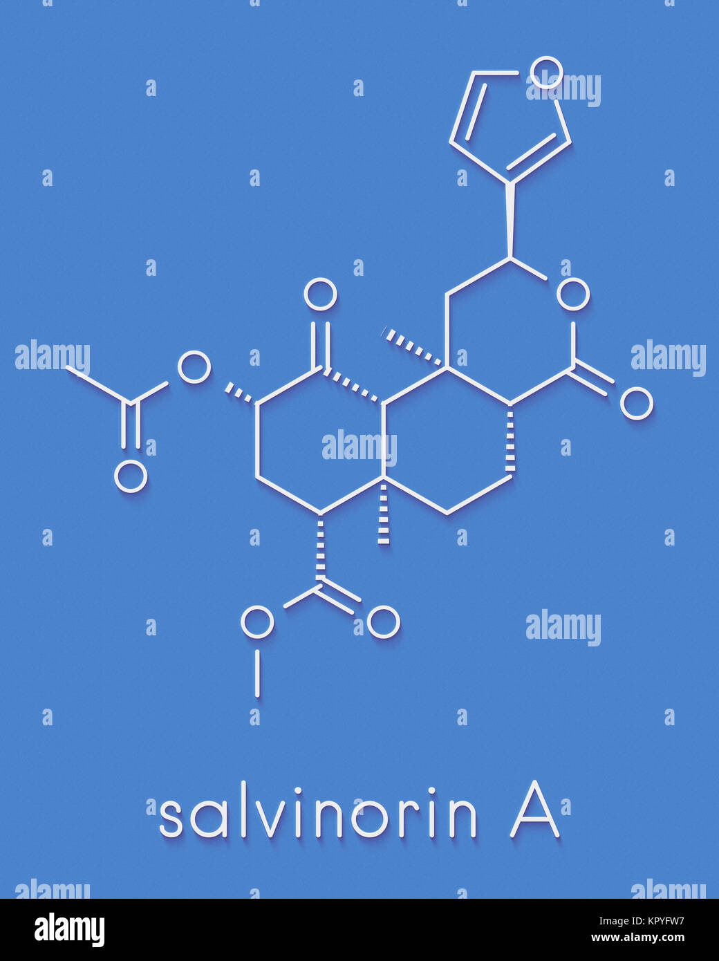 Salvinorin una molecola entheogen. Molecola psicotrope dalla salvia divinorum. Formula di scheletro. Foto Stock