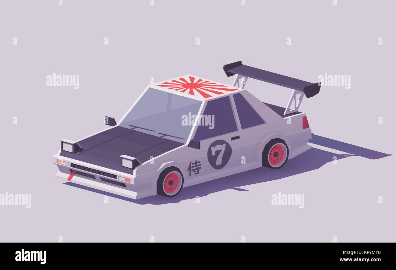 Vettore low poly deriva classic car Illustrazione Vettoriale