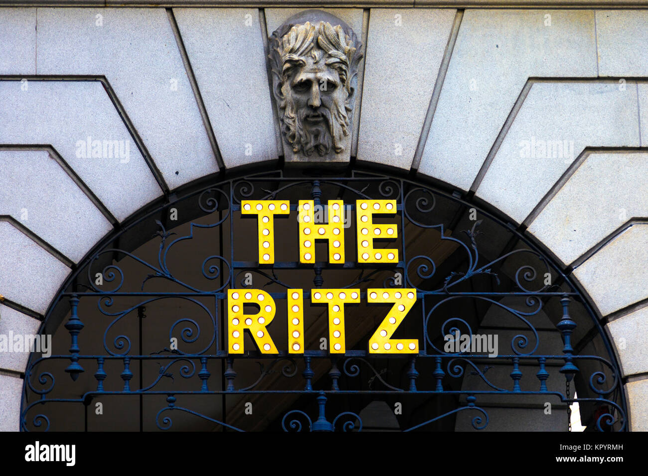 Segno del Ritz Hotel a Piccadilly, Londra, Regno Unito Foto Stock