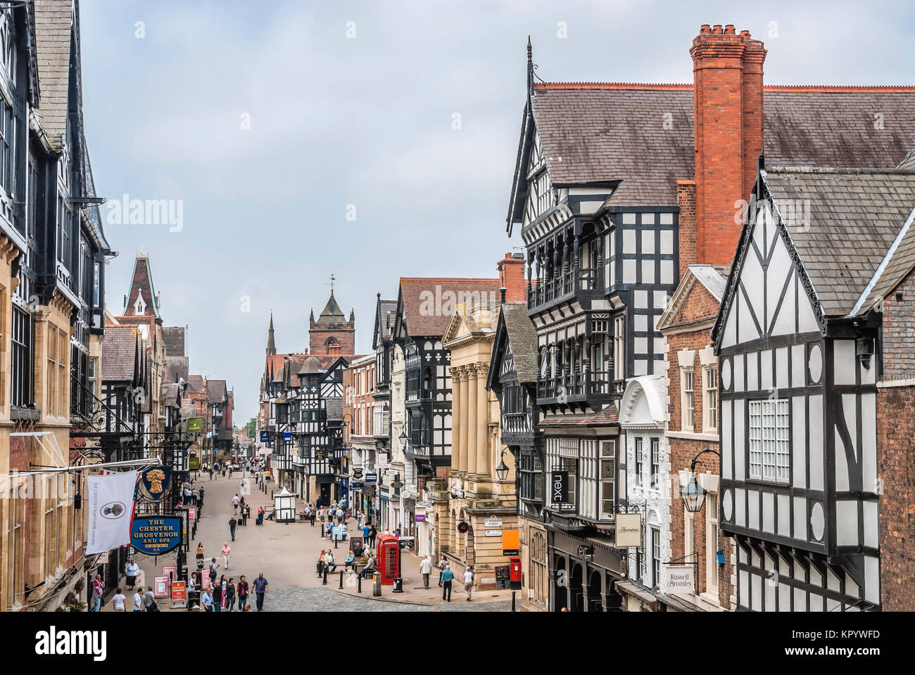 Paesaggio urbano di vecchia città di Chester, Cheshire, Inghilterra, Regno Unito Foto Stock