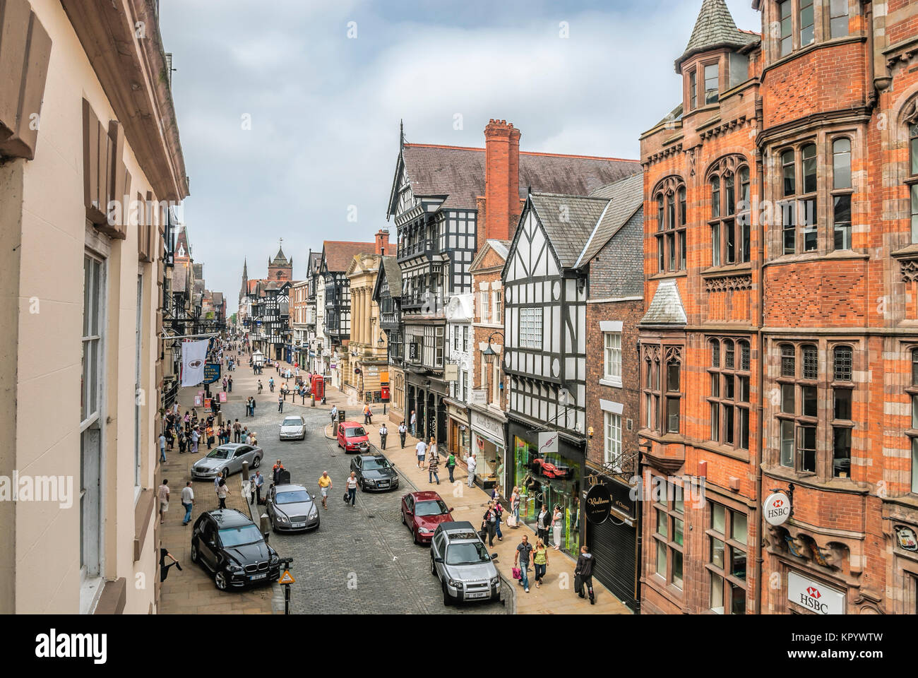 Paesaggio urbano di vecchia città di Chester, Cheshire, Inghilterra, Regno Unito Foto Stock