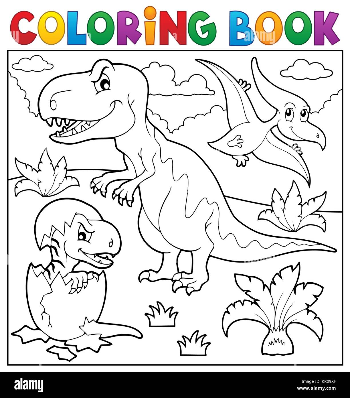 Libro da colorare dinosauro argomento 9 Foto Stock