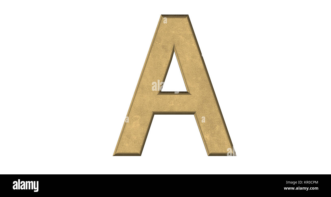 3D rendering della lettera A in metallo spazzolato su un bianco sfondo isolato Foto Stock