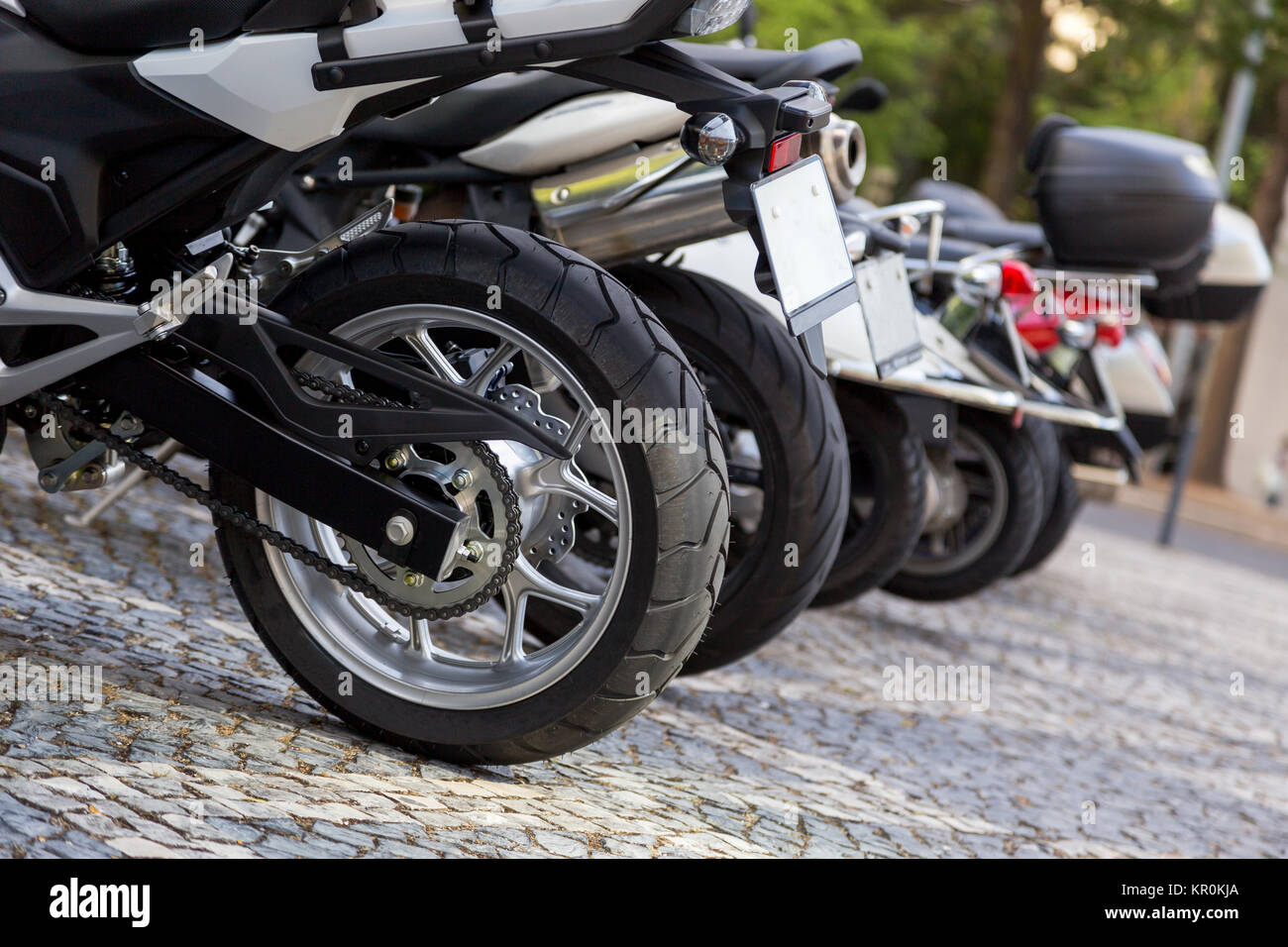 Primo piano i dettagli di motobike Foto Stock