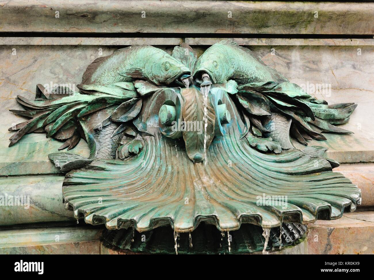 Fontana scultura padre Reno e le sue figlie in Dusseldorf Foto Stock