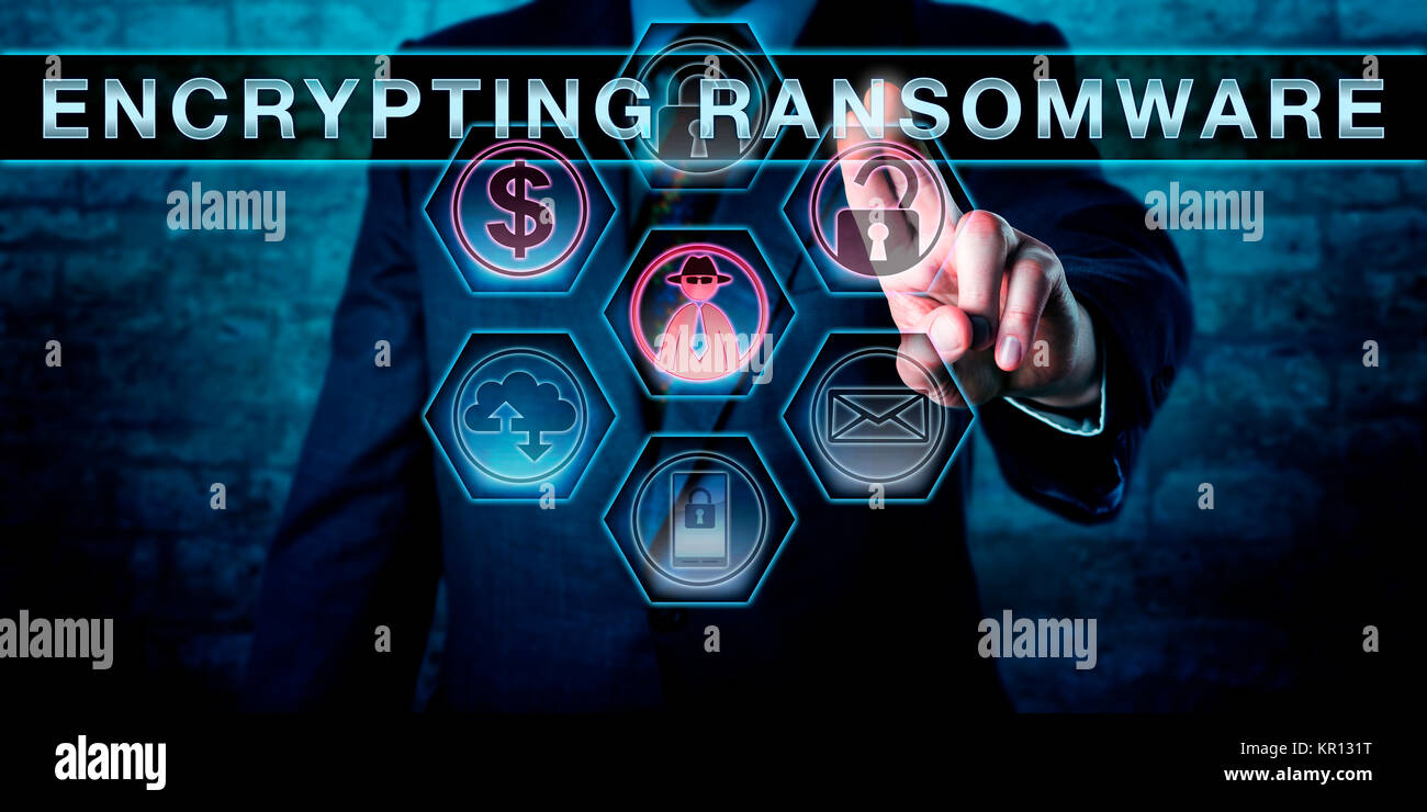 Malware operatore tocchi la crittografia RANSOMWARE Foto Stock