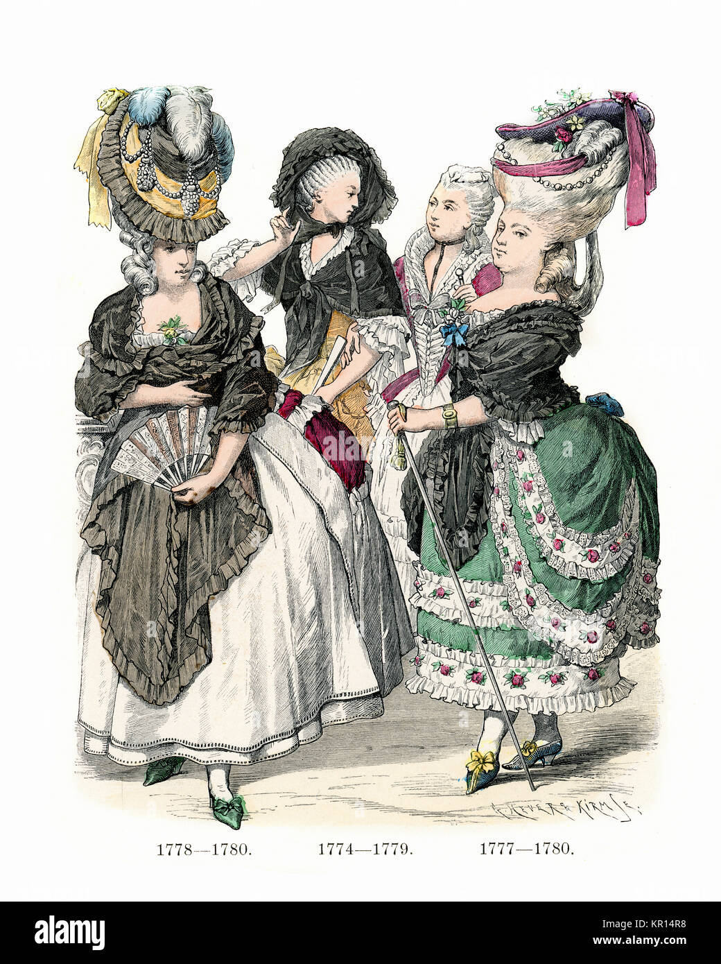 Womens mode del tardo XVIII secolo in Francia Foto Stock
