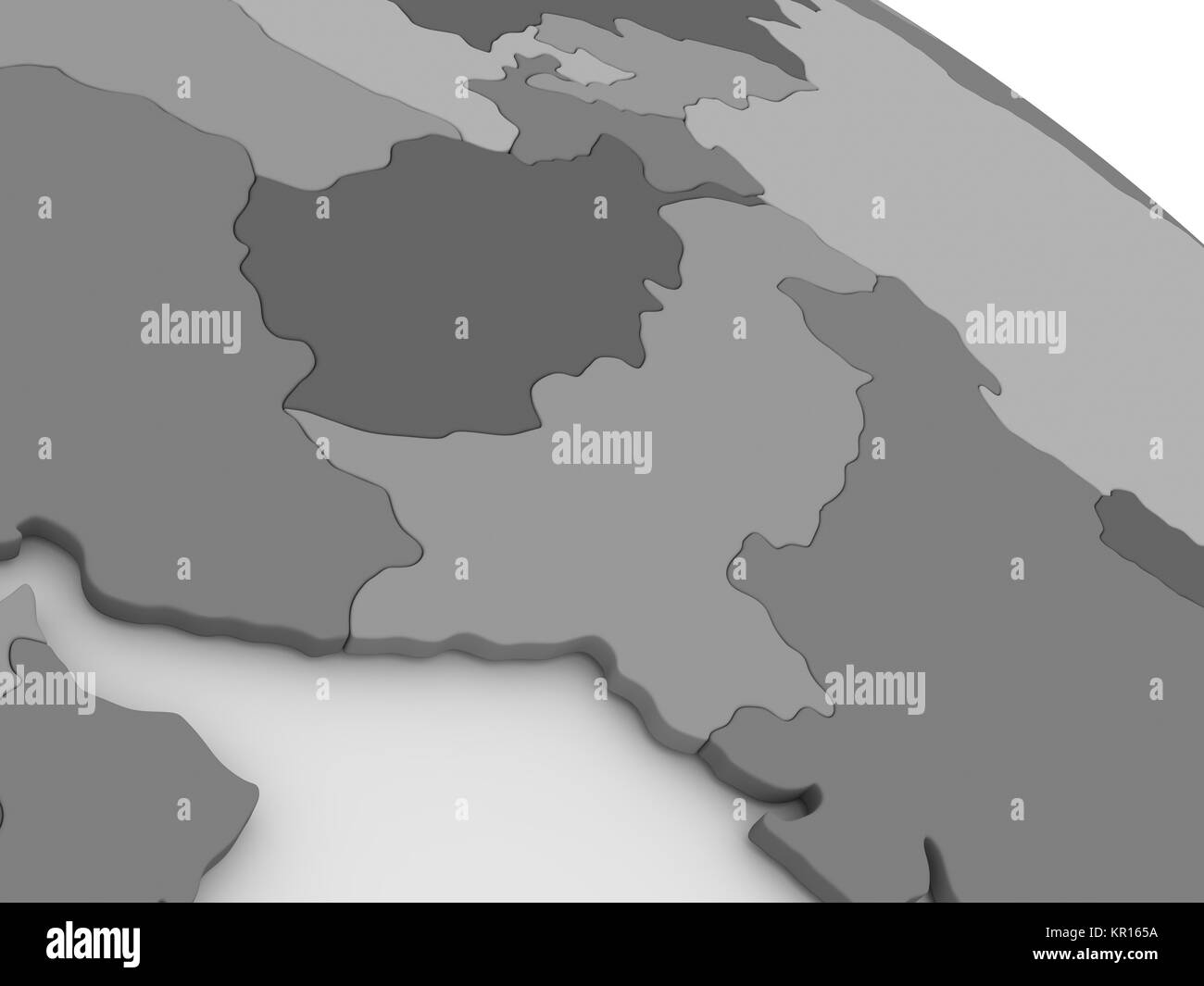 Afghanistan e Pakistan su grigio mappa 3D Foto Stock