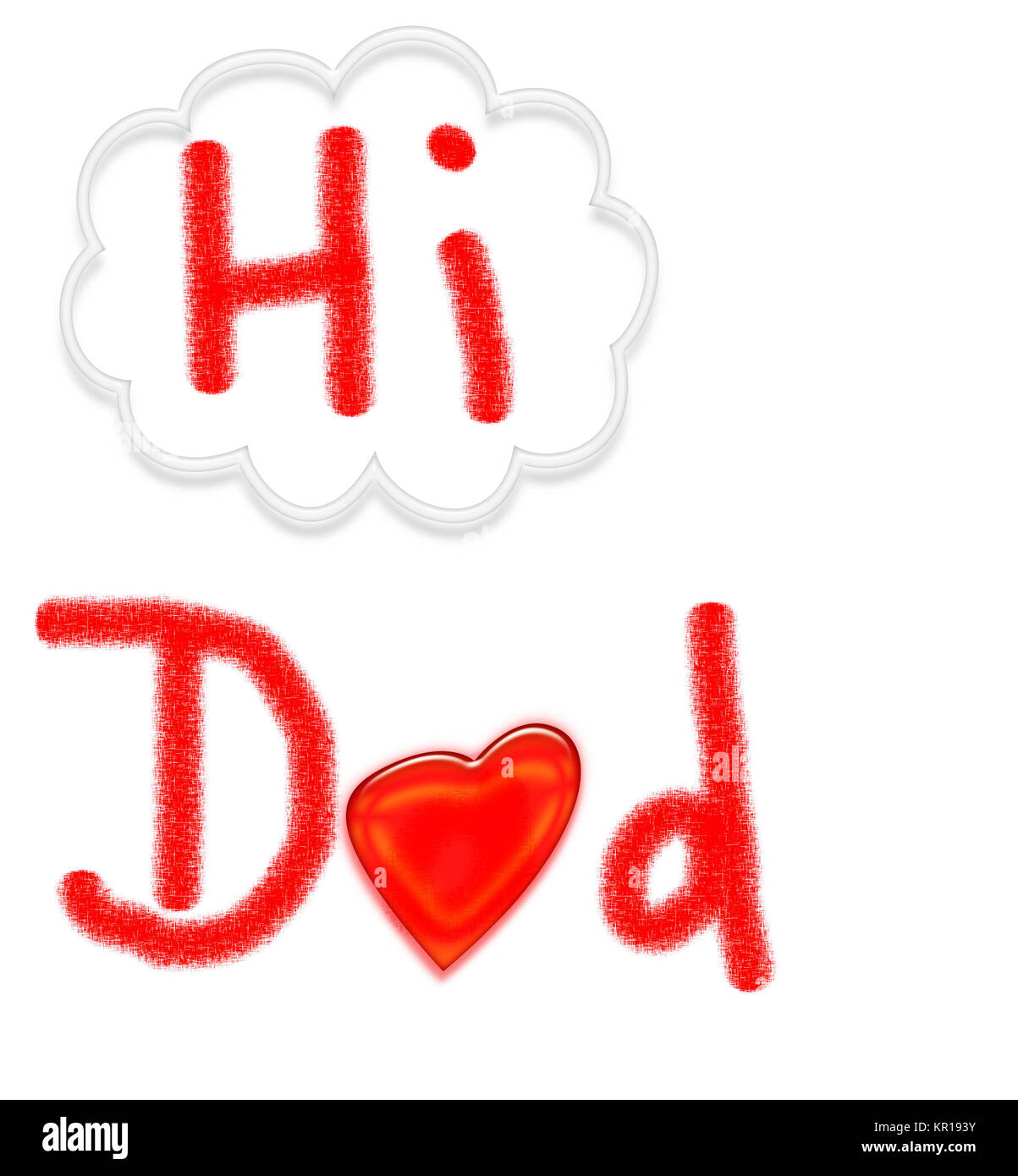 Ciao, papà card - per bambini illustrazione su sfondo bianco Foto Stock