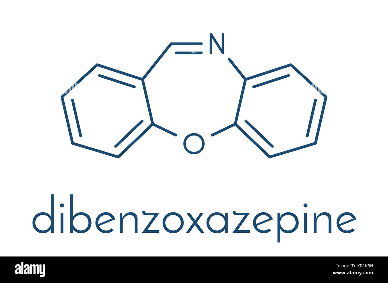 Dibenzossazepina (CR) gas lacrimogeni molecola. Formula di scheletro. Illustrazione Vettoriale