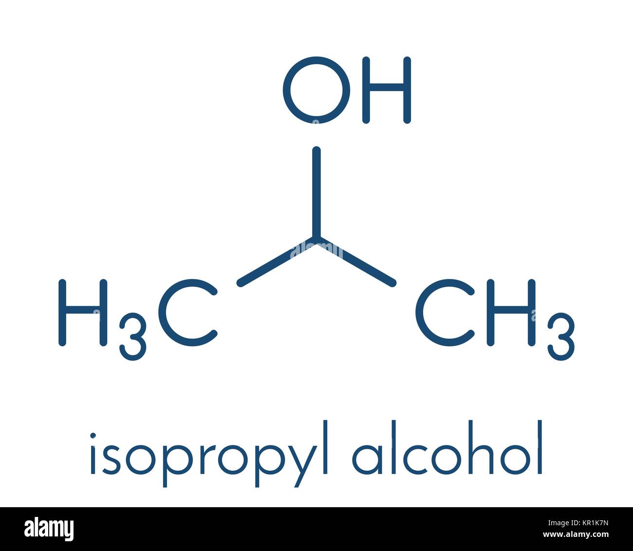 Alcol isopropilico (isopropanolo, 2-propanolo) molecola. Utilizzato in  soluzioni disinfettanti e come solvente. Formula di scheletro Immagine e  Vettoriale - Alamy