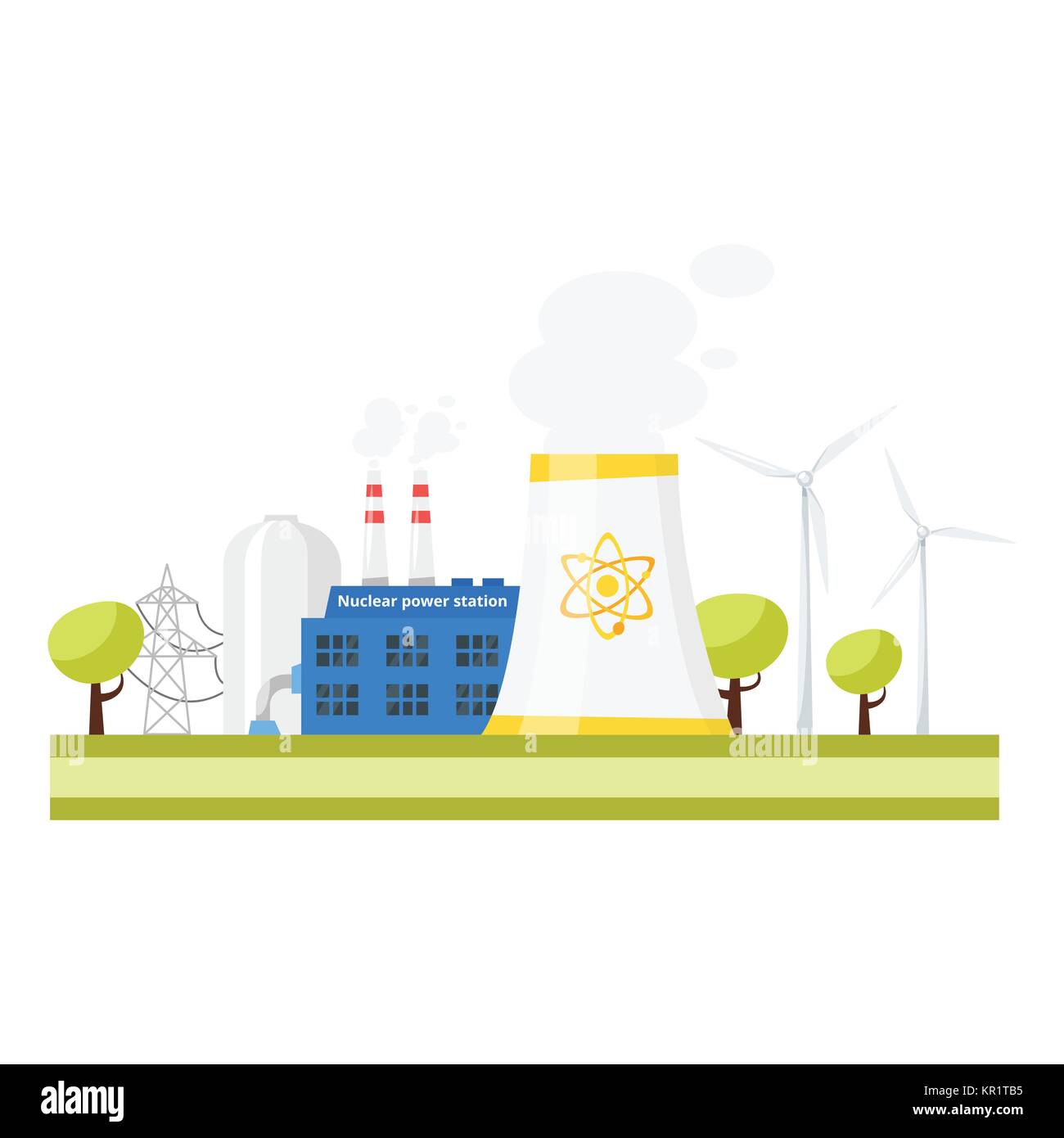 Moderne centrali nucleari. Illustrazione Vettoriale