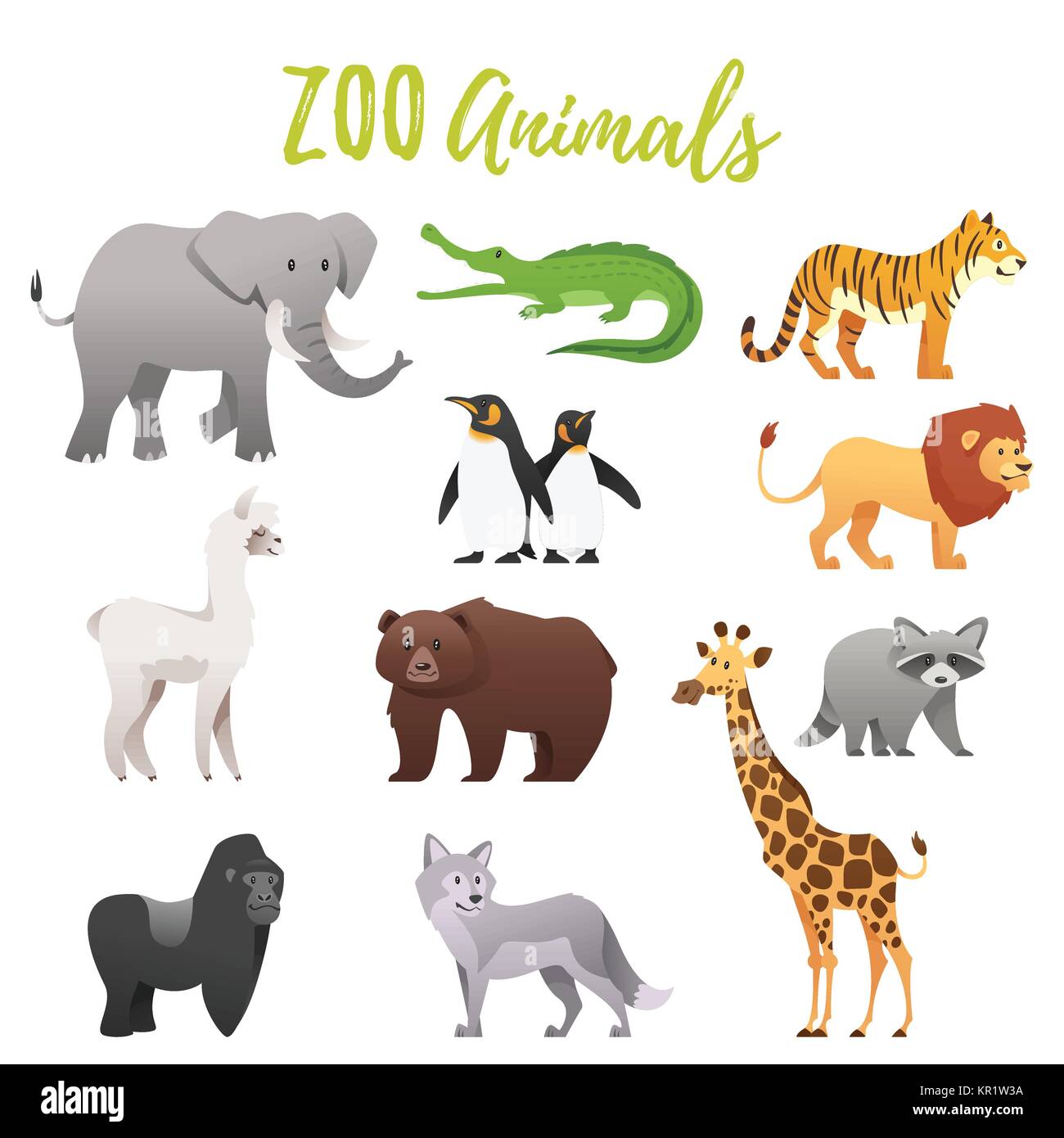 Set di animali da zoo Illustrazione Vettoriale