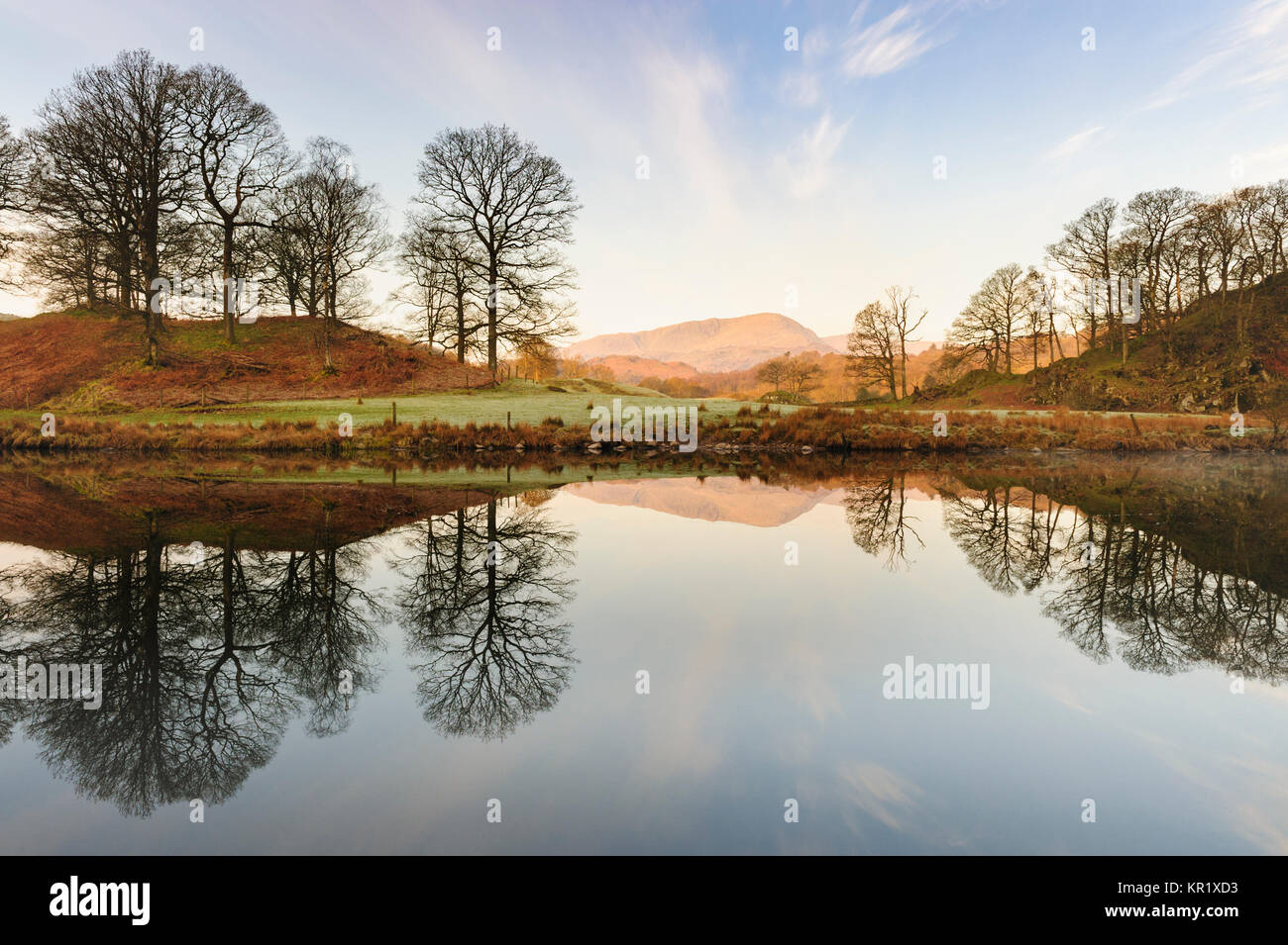 Elterwater un piccolo lago in Cumbria vicino al Langdale Fells all'estremità meridionale del distretto del Lago Foto Stock