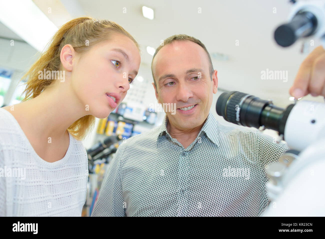 Telescopio venditore Foto Stock