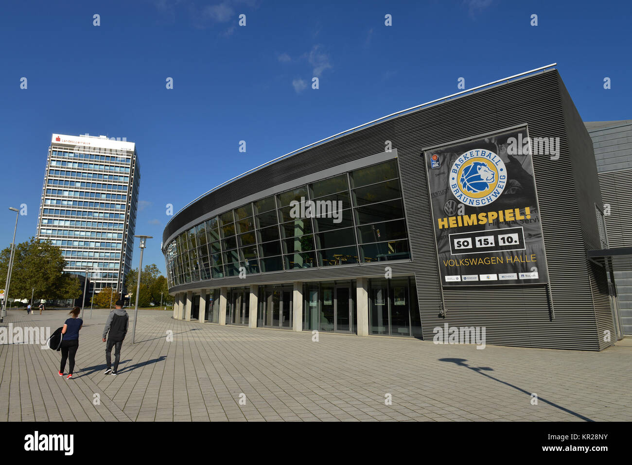 Elevato aumento di Brunswick broads terra Savings Bank, Volkswagen Halle, posto europeo, Brunswick, Bassa Sassonia, Germania, Hochhaus der Braunschweigisch Foto Stock