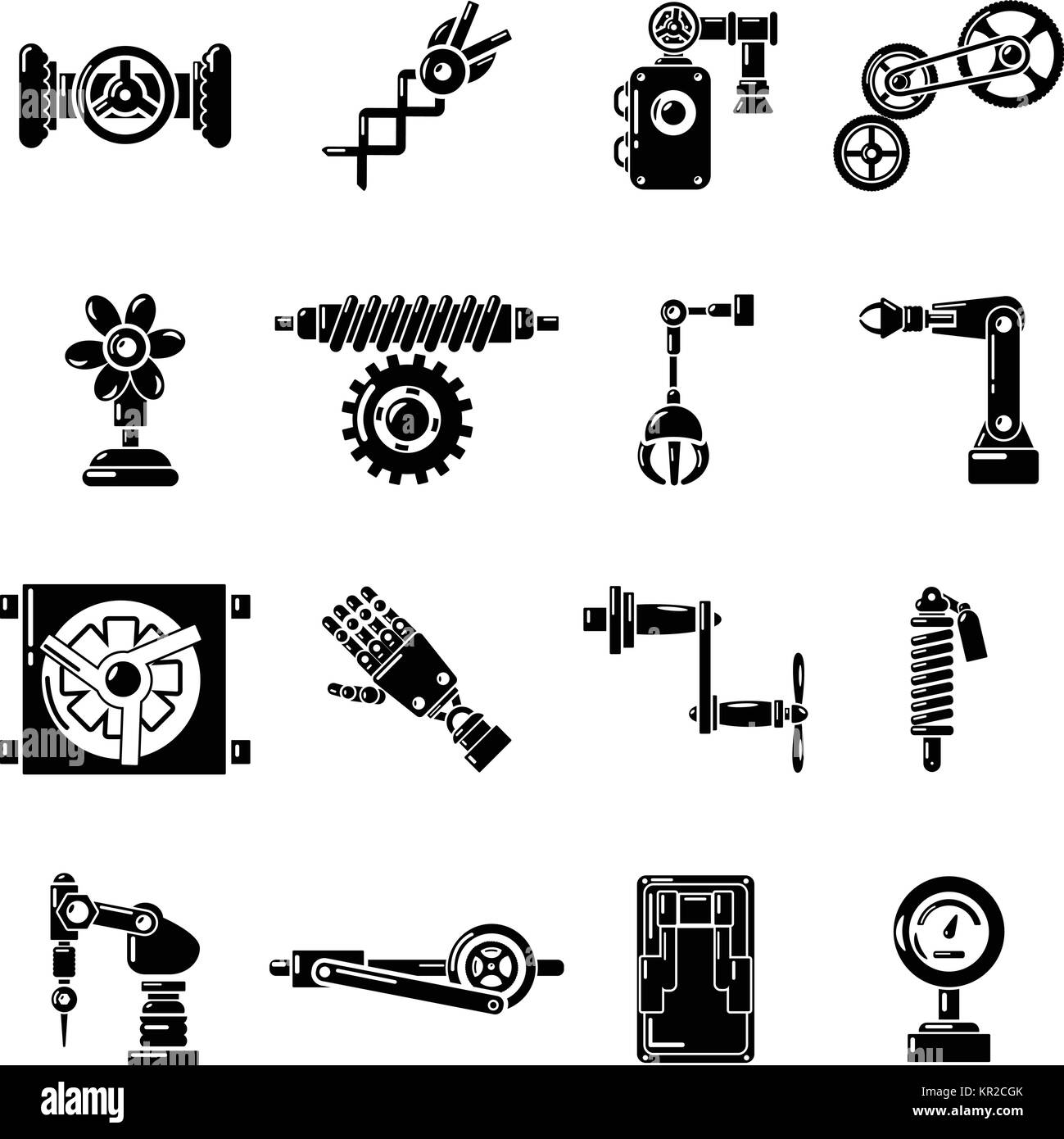 I meccanismi tecnici set di icone, stile semplice Illustrazione Vettoriale