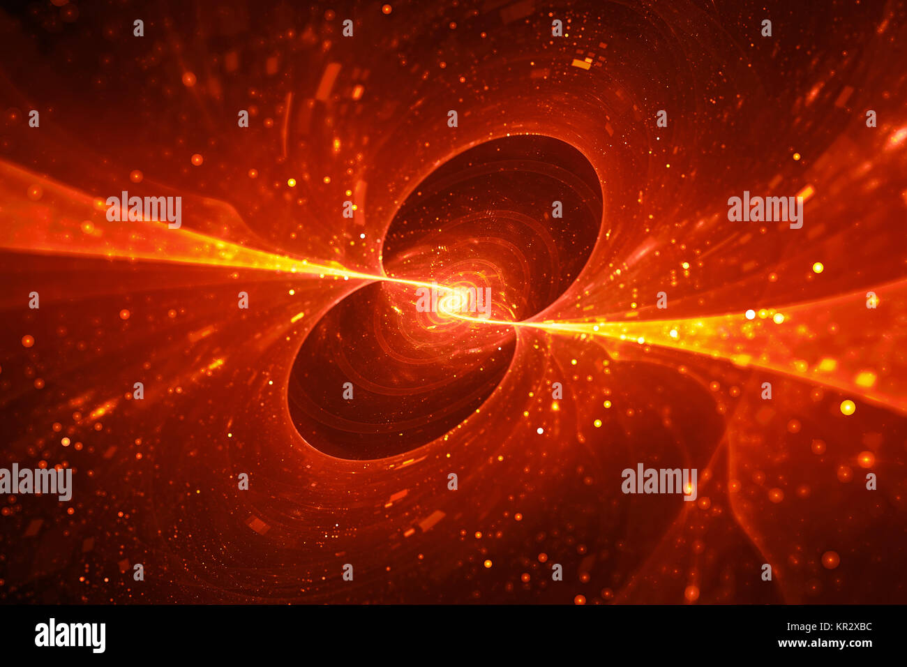 Fiery incandescente spirale di filatura fonte di energia nello spazio, generato dal computer sfondo astratto, rendering 3D Foto Stock