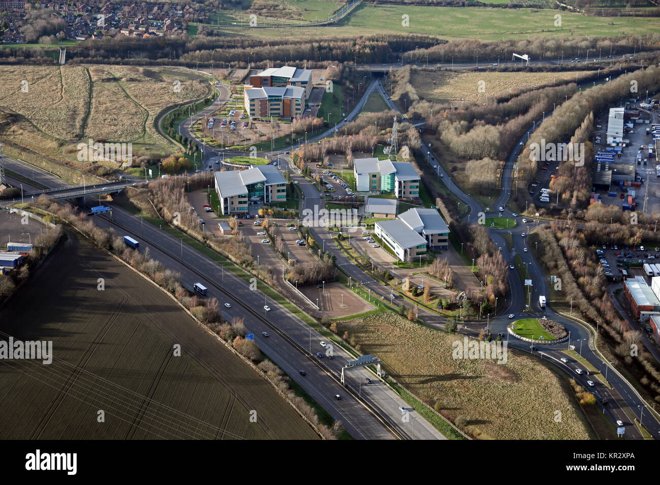 Vista aerea di Leeds Valley Business Park, Leeds Foto Stock