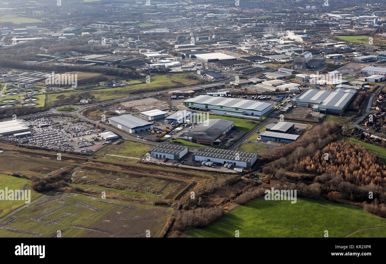 Vista aerea dell'industria in Croce Verde, Leeds, Regno Unito Foto Stock