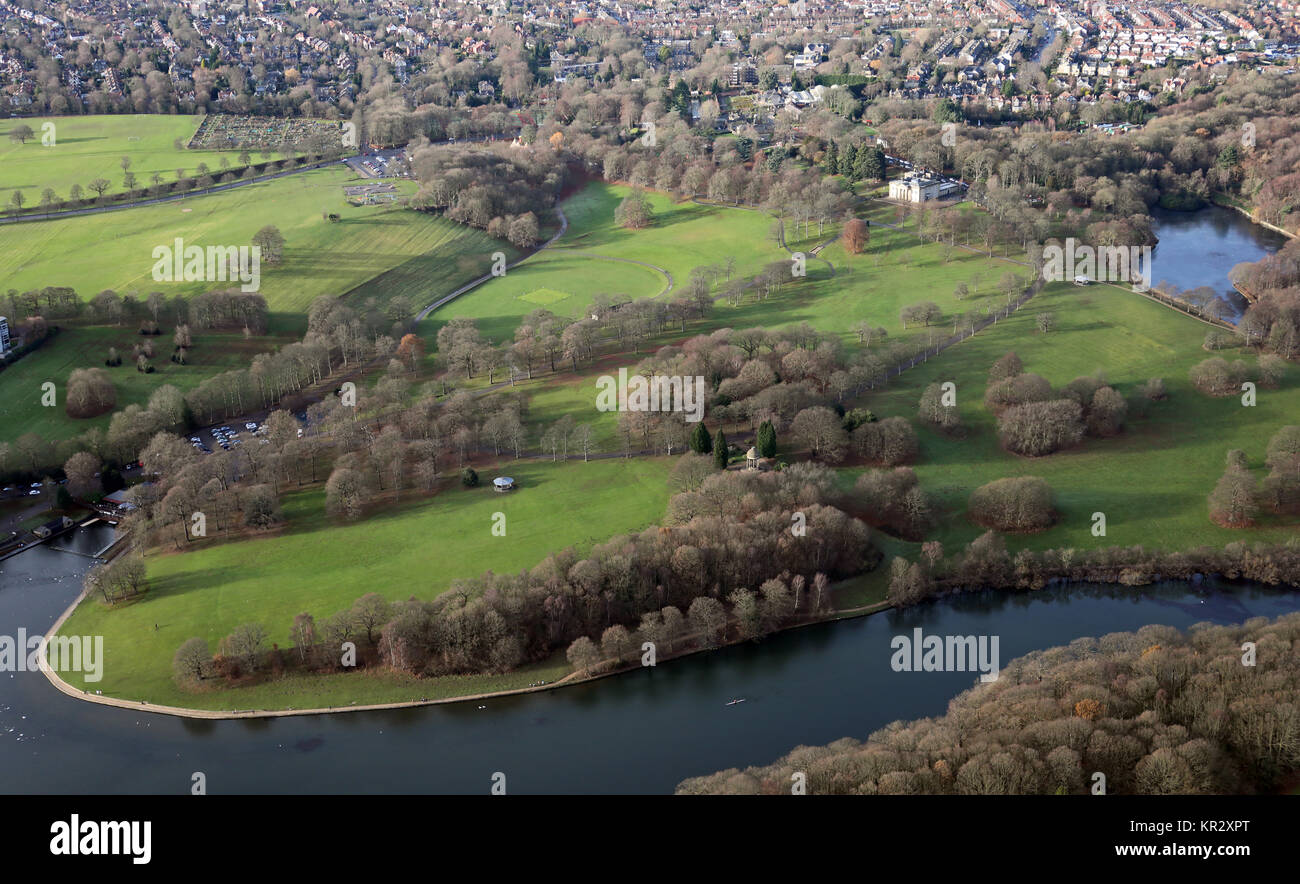 Vista aerea del Roundhay Park a Leeds, Regno Unito Foto Stock